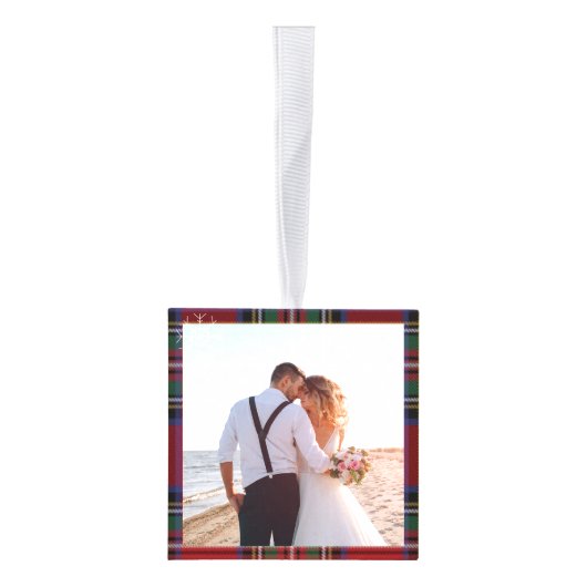 Onze Eerste Kerstmis Trouwfoto's Stewart Tartan Decoratie (Rechts)