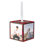 Onze Eerste Kerstmis Trouwfoto's Stewart Tartan Decoratie (Achter hoekig)