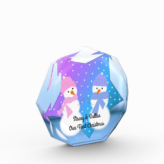 Onze eerste Kerstmis twee Snowmen Fotoblokken (Links)