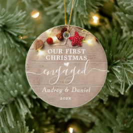 Onze eerste Kerstmis verloofd Elegant Paar 1st Keramisch Ornament