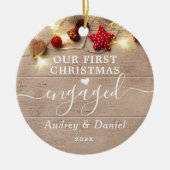 Onze eerste Kerstmis verloofd Elegant Paar 1st Keramisch Ornament (Voorkant)