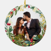 Onze eerste Kerstmis verloofd Elegant Paar 1st Keramisch Ornament (Achterkant)