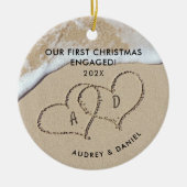 Onze eerste Kerstmis verloofd Elegant Paar 1st Keramisch Ornament (Voorkant)