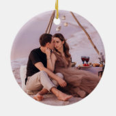 Onze eerste Kerstmis verloofd Elegant Paar 1st Keramisch Ornament (Achterkant)