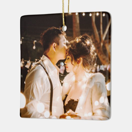 Onze Eerste Kerstmis Verloofde 2024 Bruiloft Keramisch Ornament (Links)