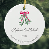 Onze eerste Kerstmis verloofde Mistletoe Foto Keramisch Ornament