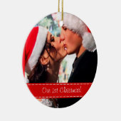 Onze eerste Kerstmis: voeg je foto toe Keramisch Ornament (Rechts)