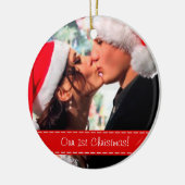 Onze eerste Kerstmis: voeg je foto toe Keramisch Ornament (Links)