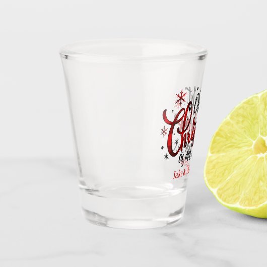Onze eerste Kerstmis voeg naamdatum toe Shot Glas (Links)