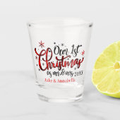 Onze eerste Kerstmis voeg naamdatum toe Shot Glas (Voorkant)