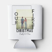 Onze Eerste Kerstmis voeg paar naam foto minimaal  Blikjeskoeler (Achterkant)