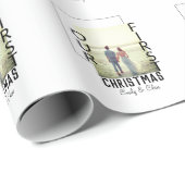 Onze Eerste Kerstmis voeg paar naam foto minimaal Cadeaupapier (Rol Hoek)