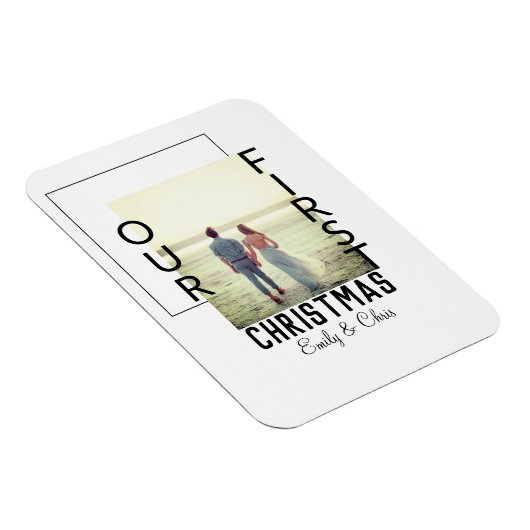 Onze Eerste Kerstmis voeg paar naam foto minimaal  Magneet (Rechterzijde)