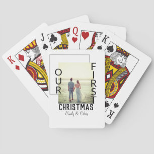 Onze Eerste Kerstmis voeg paar naam foto minimaal  Pokerkaarten