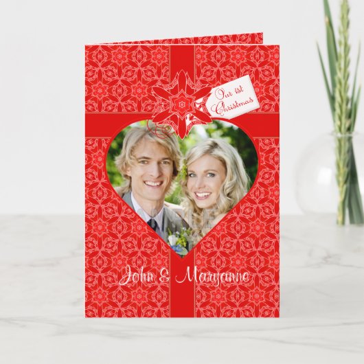 Onze eerste Kerstmis voor vrouw met aangepaste fot Feestdagen Kaart (Voorkant)