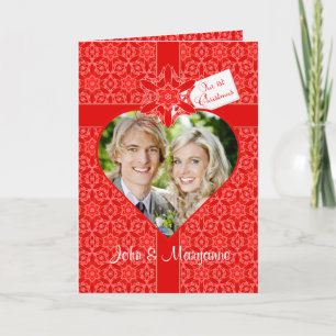 Onze eerste Kerstmis voor vrouw met aangepaste fot Feestdagen Kaart