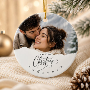 Onze Eerste Kerstmis Winter Foto Koppel  Keramisch Ornament