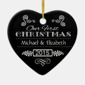 Onze eerste Kerstmis - Zwarte Kerst - het Hart van Keramisch Ornament (Voorkant)