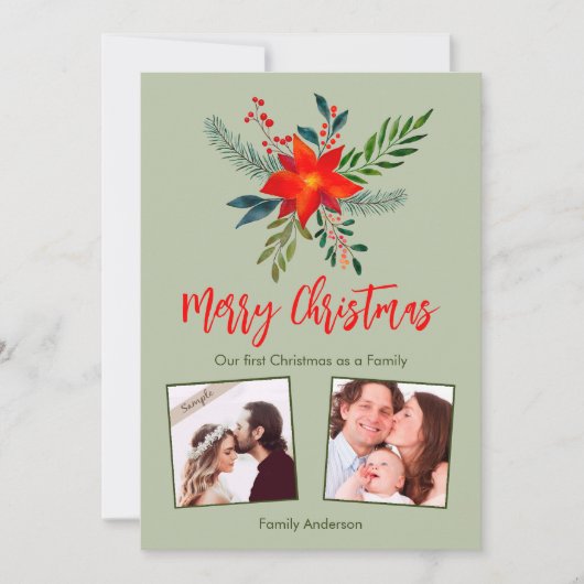 Onze Eerste Kerstmisfamilie, Douanefoto Feestdagenkaart (Voorkant)