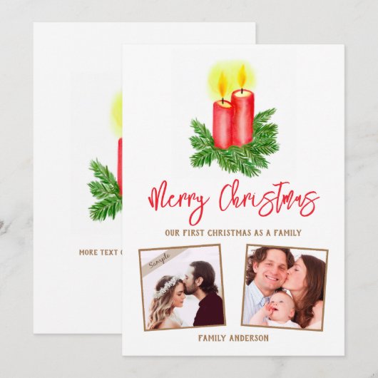 Onze Eerste Kerstmisfamilie, Douanefoto Feestdagenkaart (Voorkant / Achterkant)