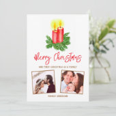 Onze Eerste Kerstmisfamilie, Douanefoto Feestdagenkaart (Staand voorkant)