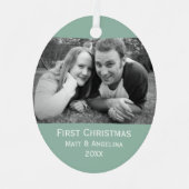 Onze Eerste Kerstmisfoto - Huwelijk of Verloving Metalen Ornament (Voorkant)