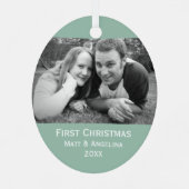 Onze Eerste Kerstmisfoto - Huwelijk of Verloving Metalen Ornament (Achterkant)