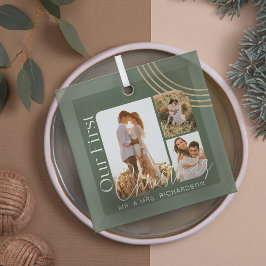 Onze eerste kerstmoderne Geometrische 3e foto Glas Ornament