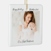 Onze eerste kerstmoeder en Baby foto Rustic Keramisch Ornament (Rechts)