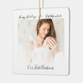 Onze eerste kerstmoeder en Baby foto Rustic Keramisch Ornament (Links)