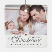 Onze eerste kerstmoeder en vader 2 foto's keramisch ornament (Achterkant)