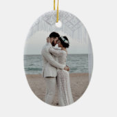 Onze eerste kerstmonogram foto Nautisch Keramisch Ornament (Achterkant)