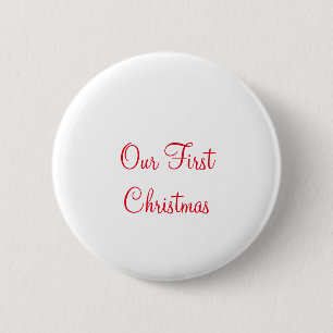 Onze eerste kerstnaam en familiefoto ronde button 5,7 cm