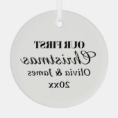 Onze Eerste Kerstnamen Jaar Keepsake Glas Ornament (Achterkant)