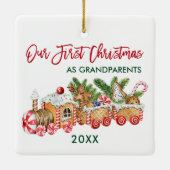 Onze eerste kerstontbijtontbijt grootouders keramisch ornament (Achterkant)