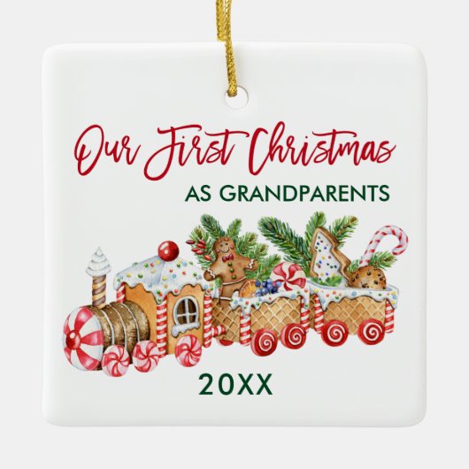 Onze eerste kerstontbijtontbijt grootouders keramisch ornament (Voorkant)