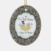 Onze eerste kerstornament Bride Groom Birds Keramisch Ornament (Rechts)