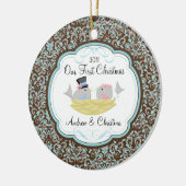 Onze eerste kerstornament Bride Groom Birds Keramisch Ornament (Links)