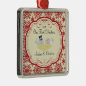 Onze eerste kerstornament Bride Groom Birds Metalen Ornament (Rechts)