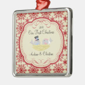 Onze eerste kerstornament Bride Groom Birds Metalen Ornament (Links)