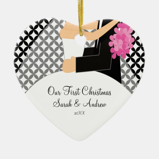 Onze eerste kerstornament Bride & Groom Keramisch Ornament (Voorkant)