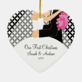 Onze eerste kerstornament Bride & Groom Keramisch Ornament (Achterkant)