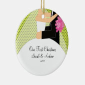 Onze eerste kerstornament Bride & Groom Keramisch Ornament (Rechts)