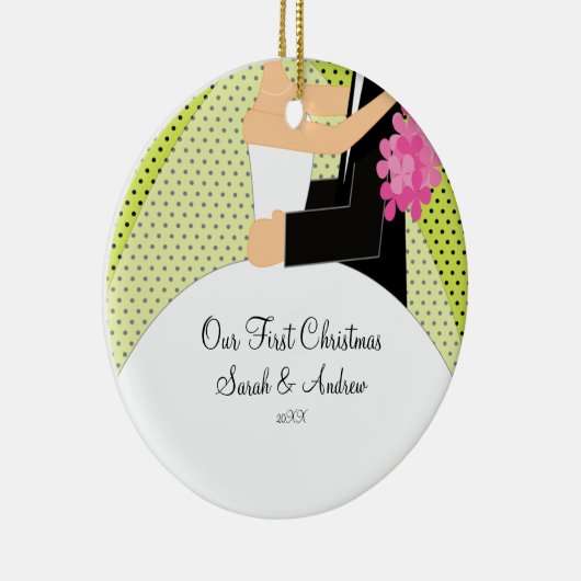 Onze eerste kerstornament Bride & Groom Keramisch Ornament (Rechts)