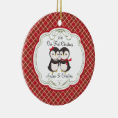 Onze eerste kerstornament Penguin Couple Keramisch Ornament (Rechts)