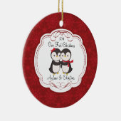 Onze eerste kerstornament Penguin Couple Keramisch Ornament (Rechts)