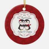 Onze eerste kerstornament Penguin Couple Keramisch Ornament (Voorkant)