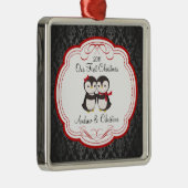 Onze eerste kerstornament Penguin Couple Metalen Ornament (Rechts)