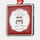 Onze eerste kerstornament Penguin Couple Metalen Ornament (Links)