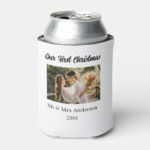 Onze eerste kerstpaar foto naam Mr & Mrs mod Blikjeskoeler (Blikje Voorkant)